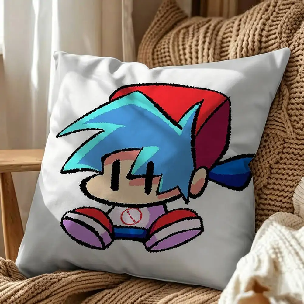 FNF Mid-Fight Masses Boyfriend  Double-Sided Printed Cushion Cover Bedroom Bedside Sofa Pillow Case