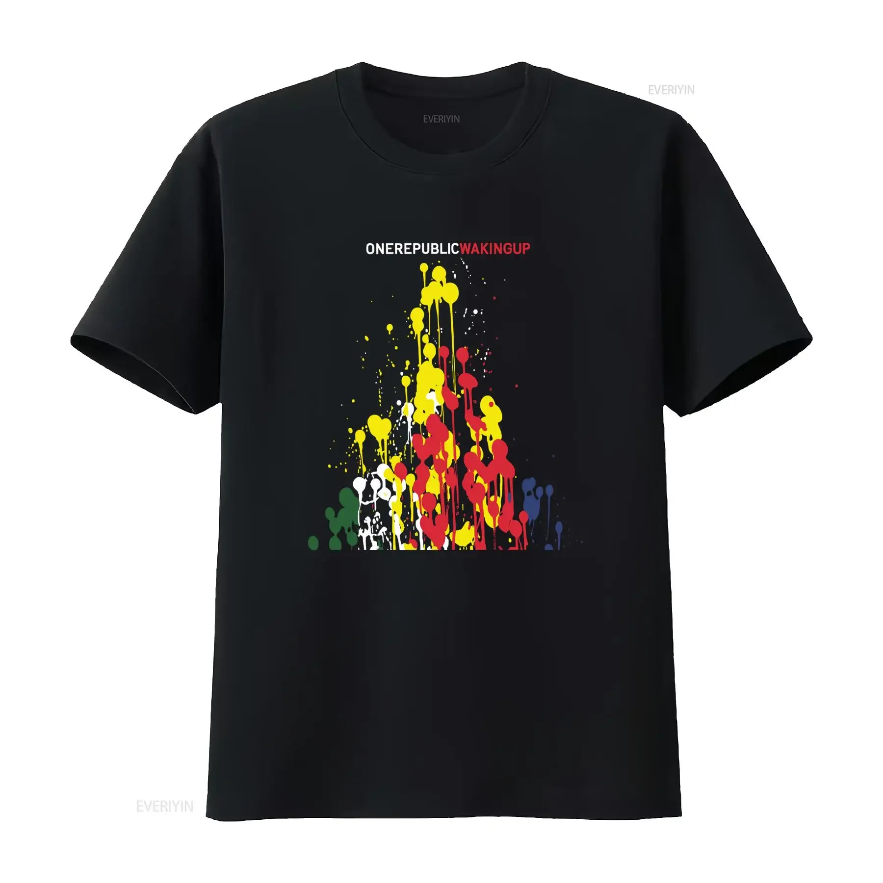 OneRepublic Waking Up Band Music Fan T Shirt Colorful Paint Splatter Design  vintage Washed Unisex Stretched Slightly Casual