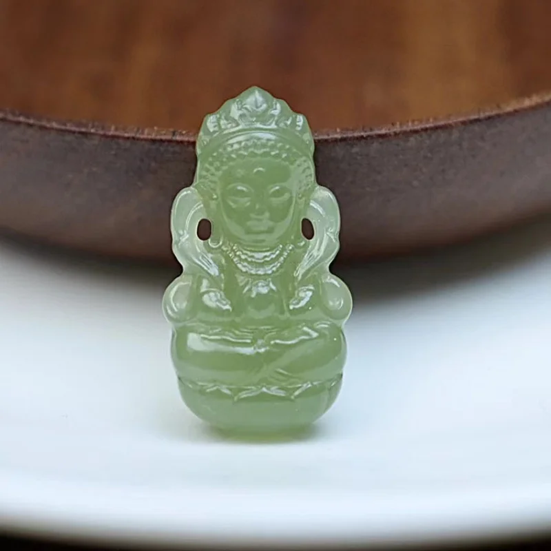 Hotan Rudharma Guanyin Bodhisattva Pendant Men, Three-Dimensional Jade Ornament