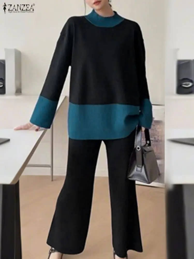 ZANZEA 2025 Elegante Büro Dame Outfits Frauen Hosen Sets Casual Lose Langarm Bluse Hosen Anzüge Solide Mode Passenden Sets