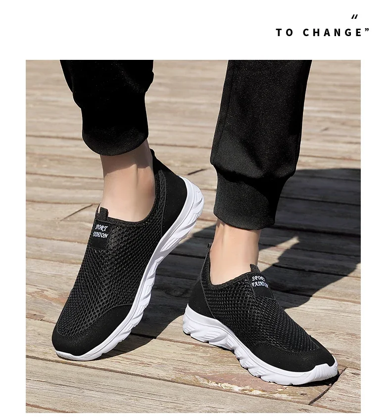 Summer Mesh Casual Shoes For Men Breathable Low-cut Men's Running Shoes Outdoor Non-slip Lightweight Sneakers Man Slip-on Shoes