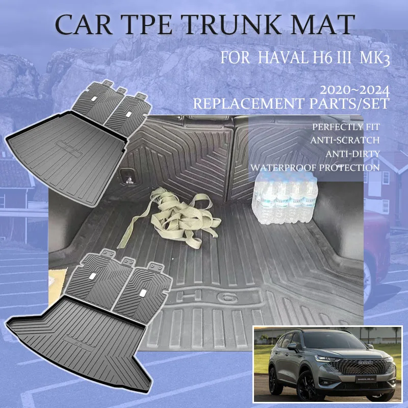 

TPE Car Boot Mat For Great Wall Haval H6 III 2020~2024 Tray Carpet Mud Back Seat Mat Rear Trunk Storage Pad Rug Auto Accessories