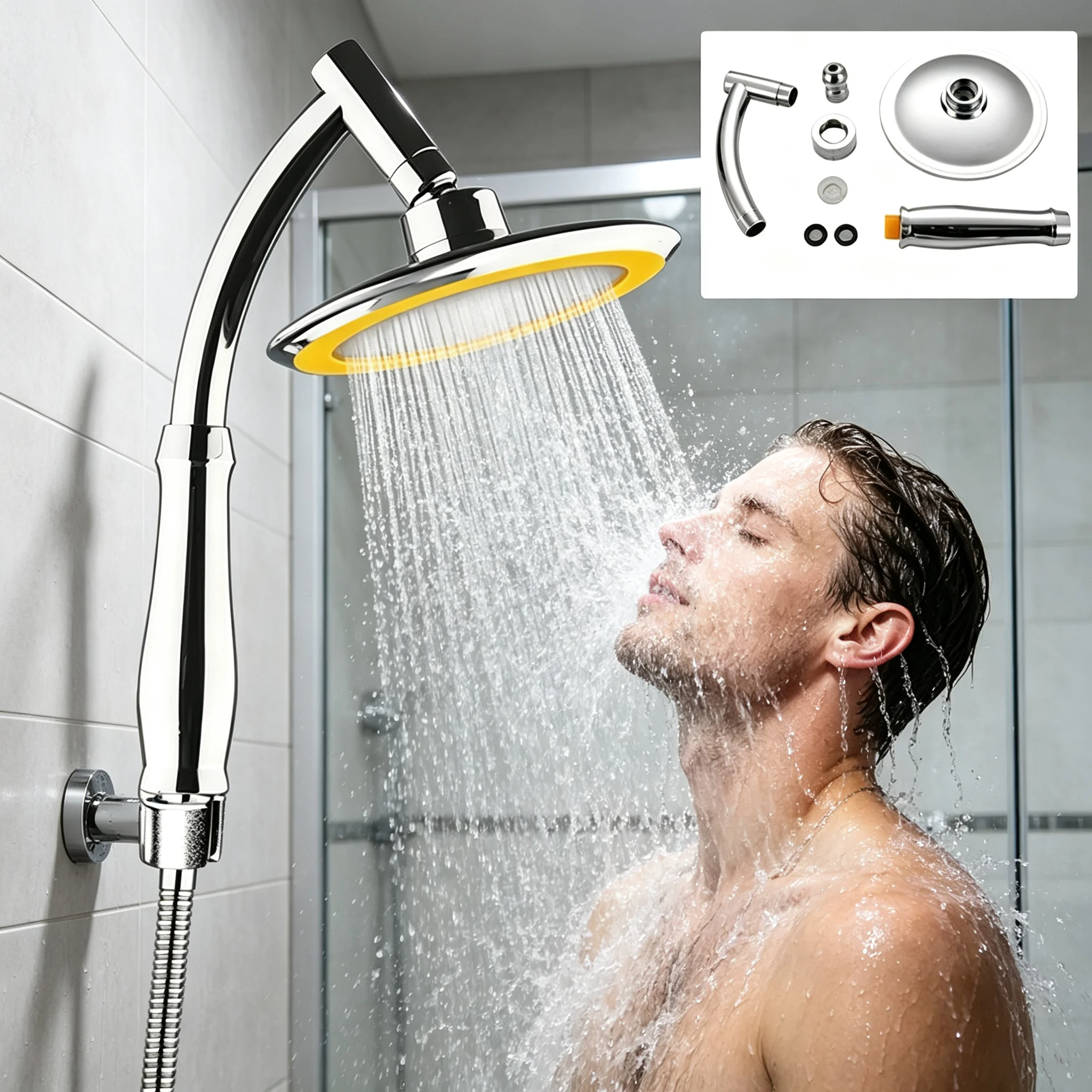 6 Inch Dual‑Purpose Shower Head High‑Pressure Rainfall Handheld Combo Water‑Saving Anti‑Clog Nozzles for Bathroom