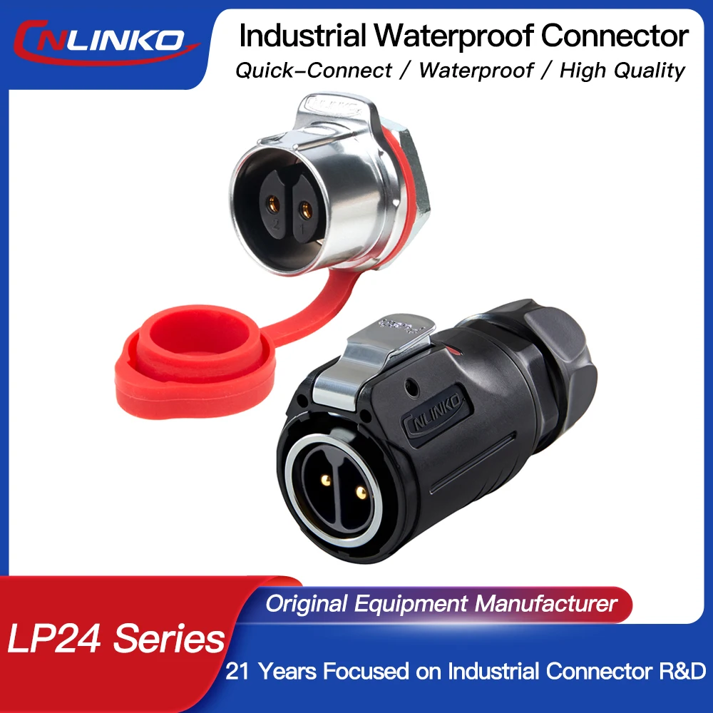 

CNLINKO Professional LP24 Multi-Core 2~24 Pin Industrial Connector Set IP68 Rated M24 Waterproof & Dustproof Plug and Socket
