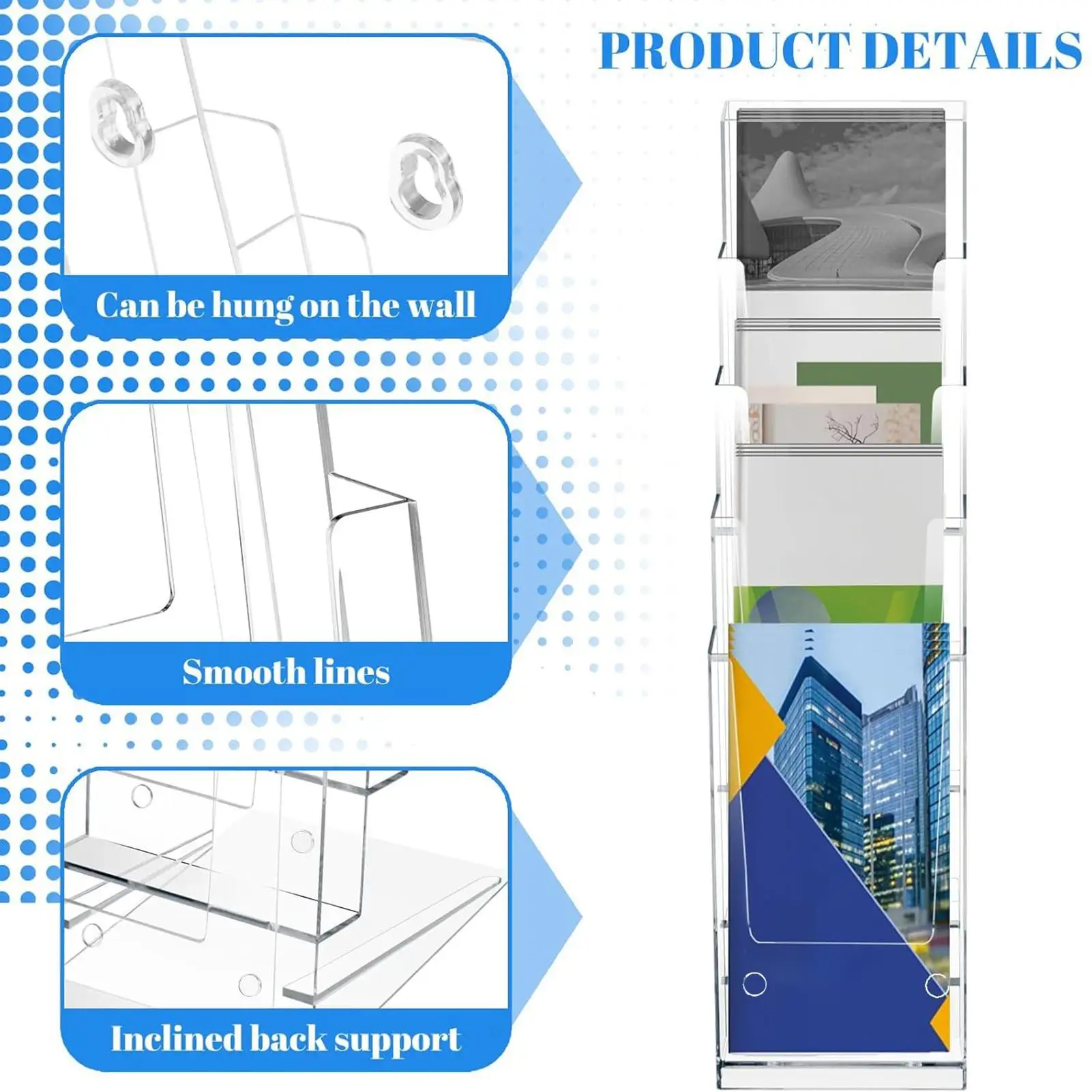 حامل كتيب أكريليك واضح 5-Tier المنظم 2 قطعة كتيب نشرة حامل رف لبطاقات طاولة مضادة مكتب منطقة الاستقبال #3