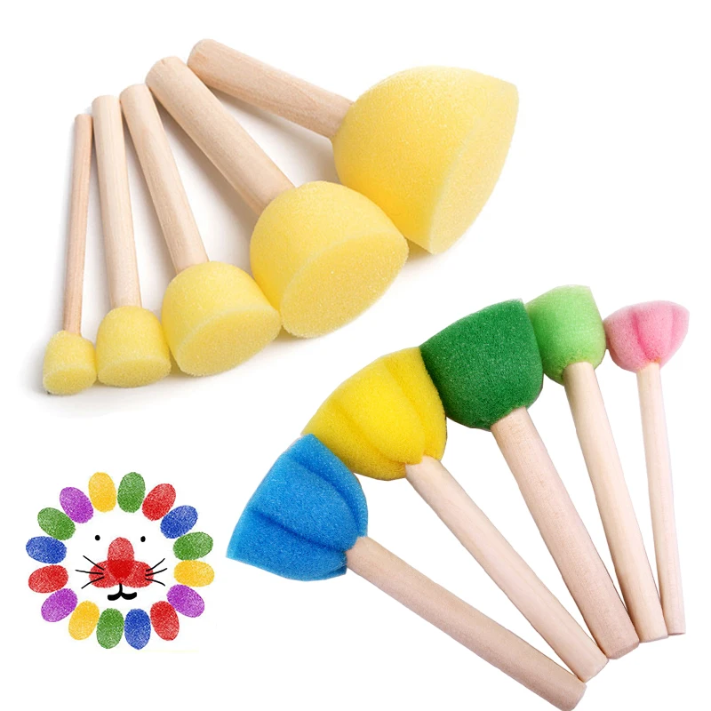 5pcs Children Drawing Toy Painting Sponge Mushroom Head Parent-child Interaction Brain-boosting Toys Soft Easy to Color TMZ