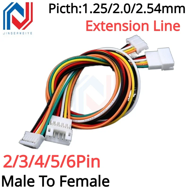 5Pcs JST 1.25mm PH2.0 XH2.54 Extension Line 2/3/4/5/6/Pin PH 2.0mm XH2.54MM Male To Female Connector With Cable 10/20/30CM 26AWG