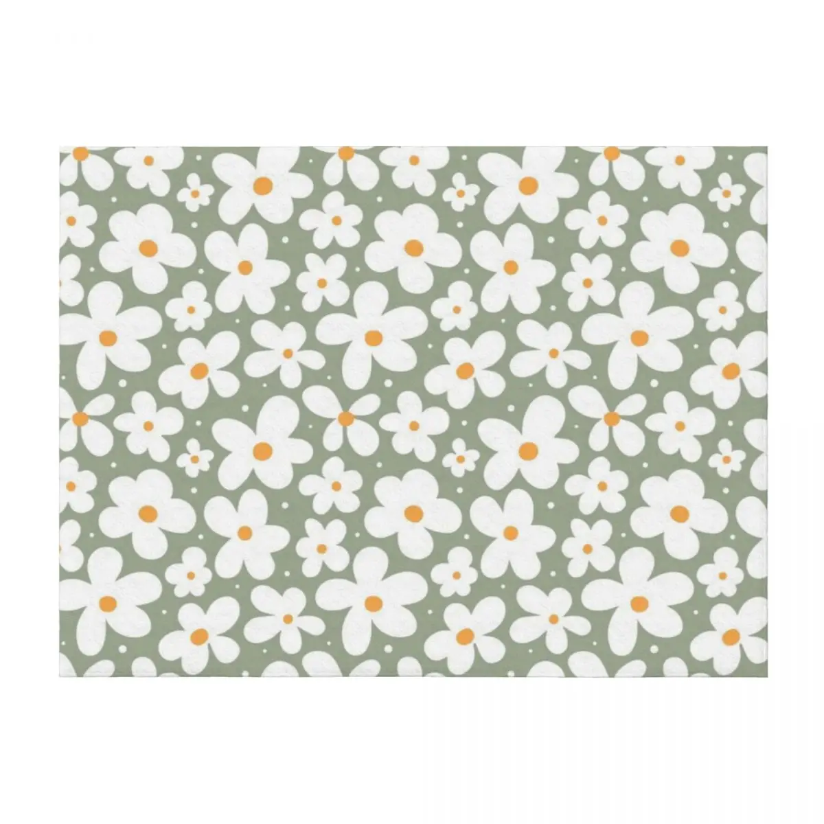 

Groovy Daisies Floral Retro Daisy Pattern Sage Olive Green Throw Blanket Flannel For Baby manga wednesday Blankets