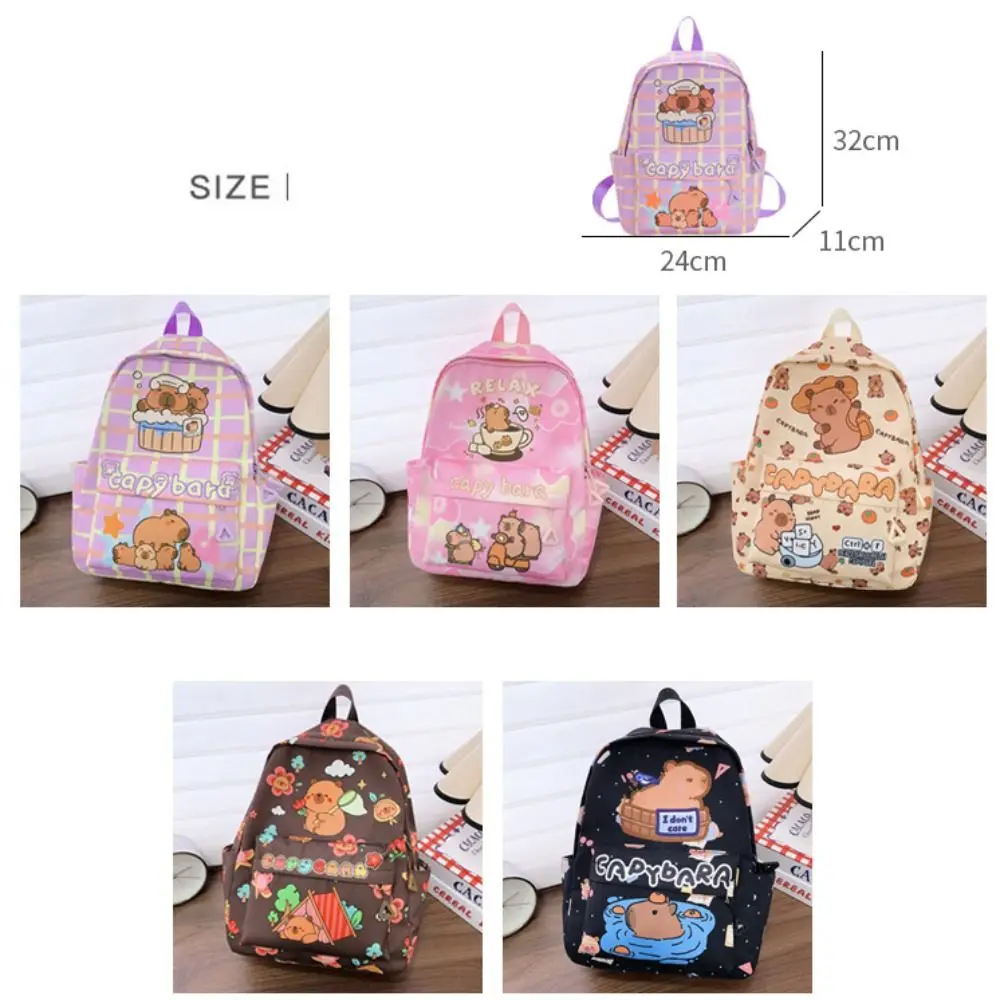 New Cartoon Capybara Backpack Breathable Large Capacity Student Schoolbag Ultra-light Nylon Book Bag