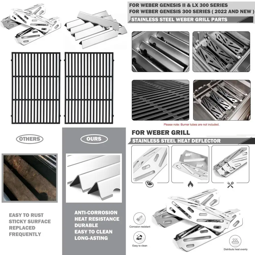 

Weber Genesis II GS4 E310 E-315 E-335 Grill Replacement Parts: Cooking Grates, Flavorizer Bars, Heat Deflector Grids