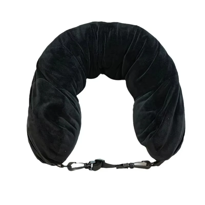 Travel Pillow With Storage Pouch, Adjustable Polyester Neck Support, Comfortable & Lightweight