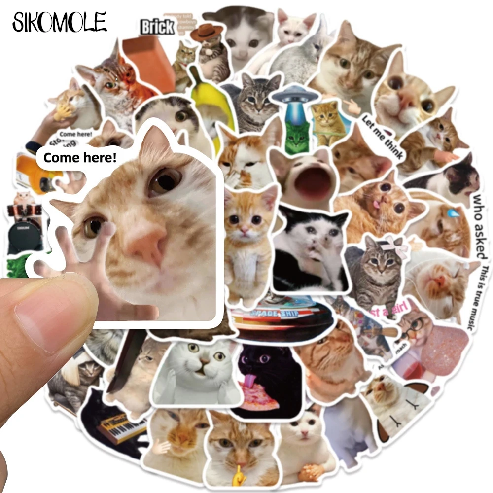 10/30/50PCS Kawaii Funny Cat Meme Stickers Aesthetic Art DIY Decoration PVC Toy Kid Travel Luggage Graffiti Decals Sticker Pack