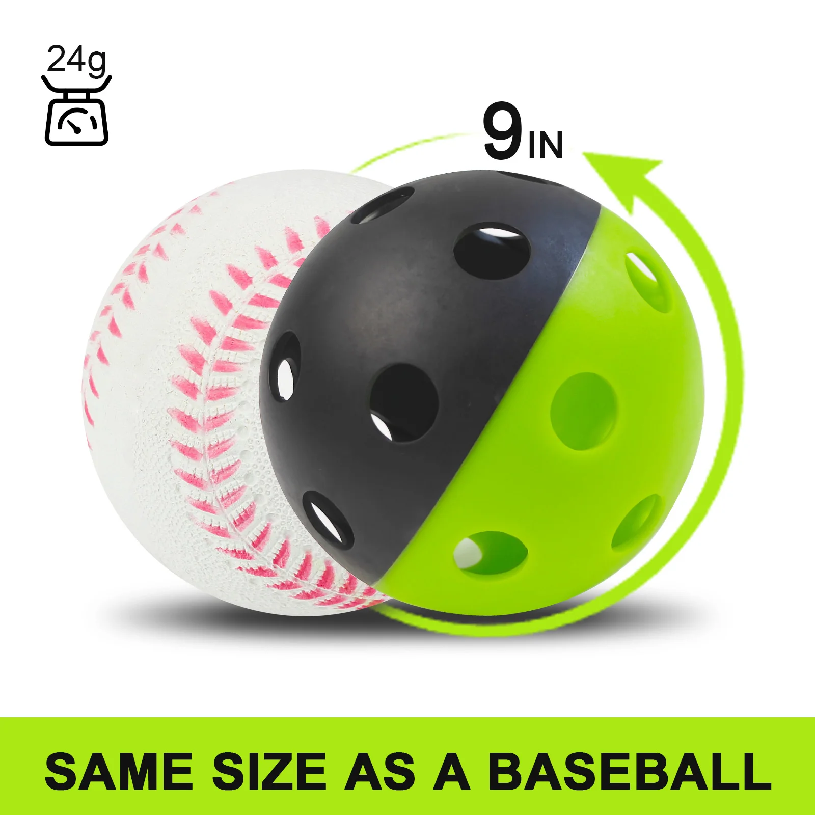 12 Pack Baseballs 74MM Practice Balls Softball Training 16 Holes Hollow Airflow For Indoor Outdoor Lightweight Exercise