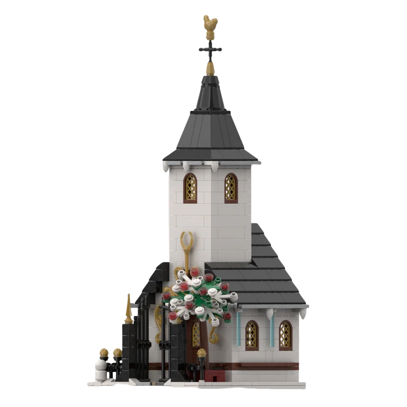 Custom MOC building blocks Toy Winter Village Chapel Model 469pcs Creative assembly toy set Holiday Gift Christmas