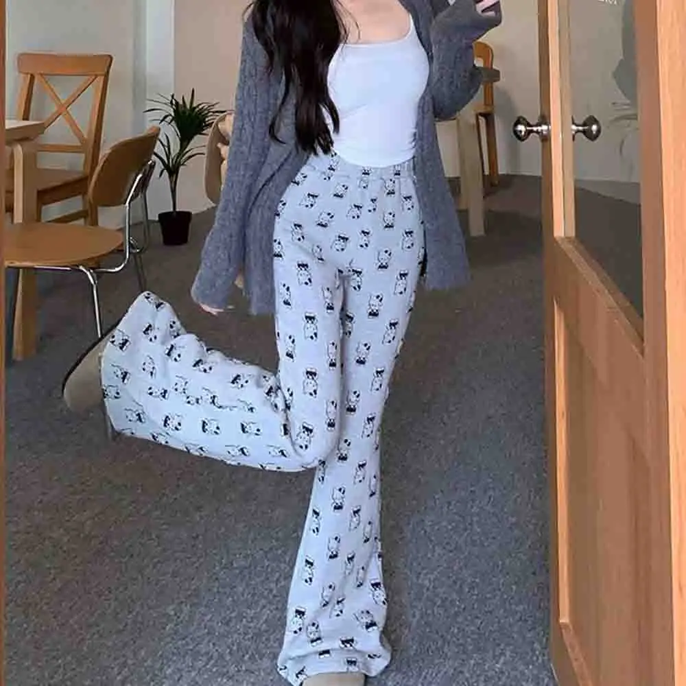 Sanrio Hello Kitty Pants Y2K Kawaii Cartoon Women Fashion Sweatpants Spring Autumn High Waist Baggy Casual Wide Leg Trousers New - view 3