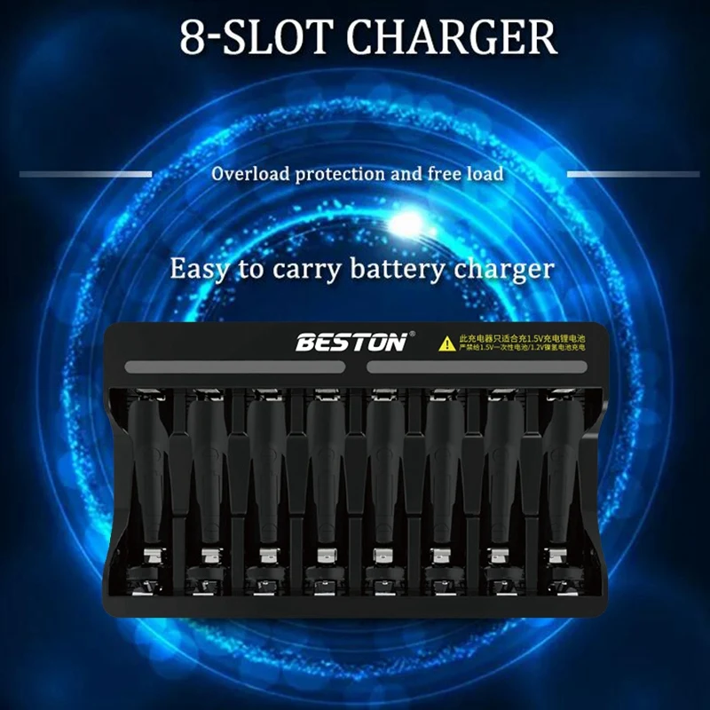 Beston 2X 8 Slot Fast Smart Intelligent Lithium Battery Charger For 1.5V AA AAA Rechargeable Battery Quick Charger