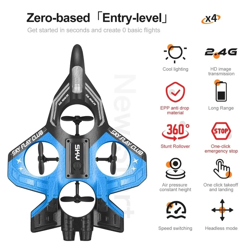 2.4GHz Foam Remote Control Aircraft Stunt Roll Waterproof Helicopter Quadcopter Gravity Sensing Crash Resistance Plane Toy