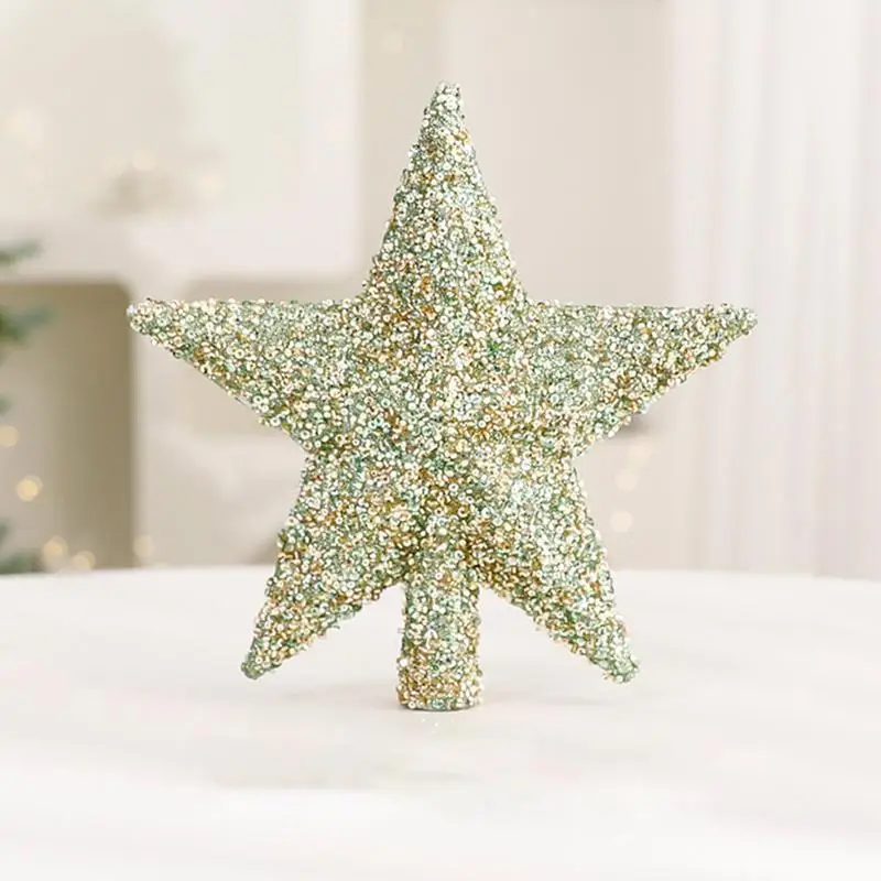 Christmas Tree Star 7.8in Christmas Tree Glitter Star Decorative Pentagram Charm Sparkly Colorful Gold Ornaments Topper For