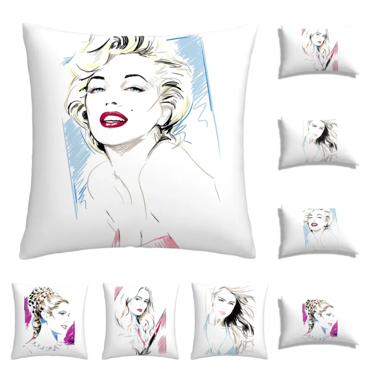 Female painting Plush pillowcase, sofa cushion cover for home improvement, home decoration pillowcase  decorative pillow case