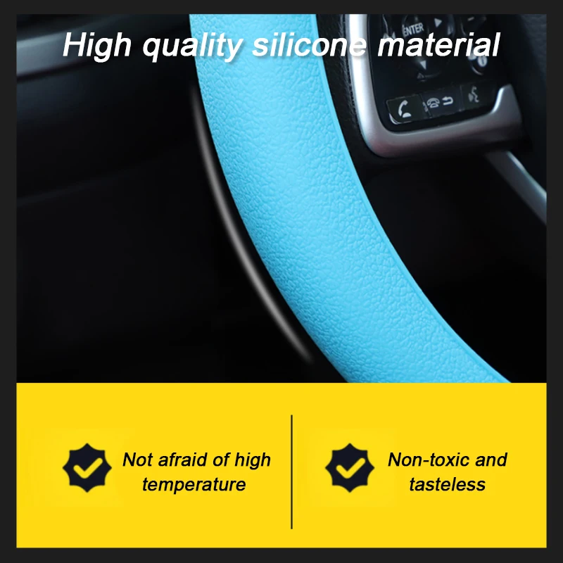 SEAMETAL Silica Gel Steering Wheel Cover Full Surrounded Elastic Car Steer Wheel Protector Anti Slip Universal for 33cm-40cm