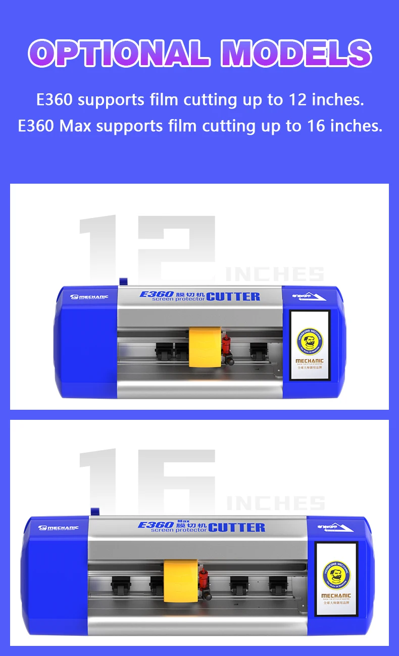 MECHANIC 16inch E360 Max/12inch E360 Intelligent Film Cutter Machine Unlimited Time for All Hydrogel Film Cutting