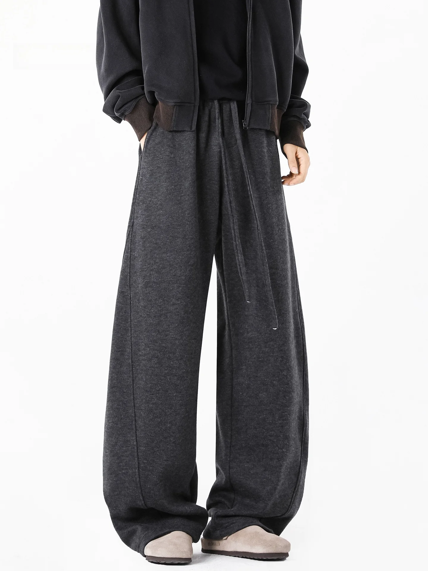 

Мужские утепленные брюки American Style с изогнутым кроем, на флисовой подкладке, осенне-зимние, с широкими штанинами, теплые, свободного кроя.