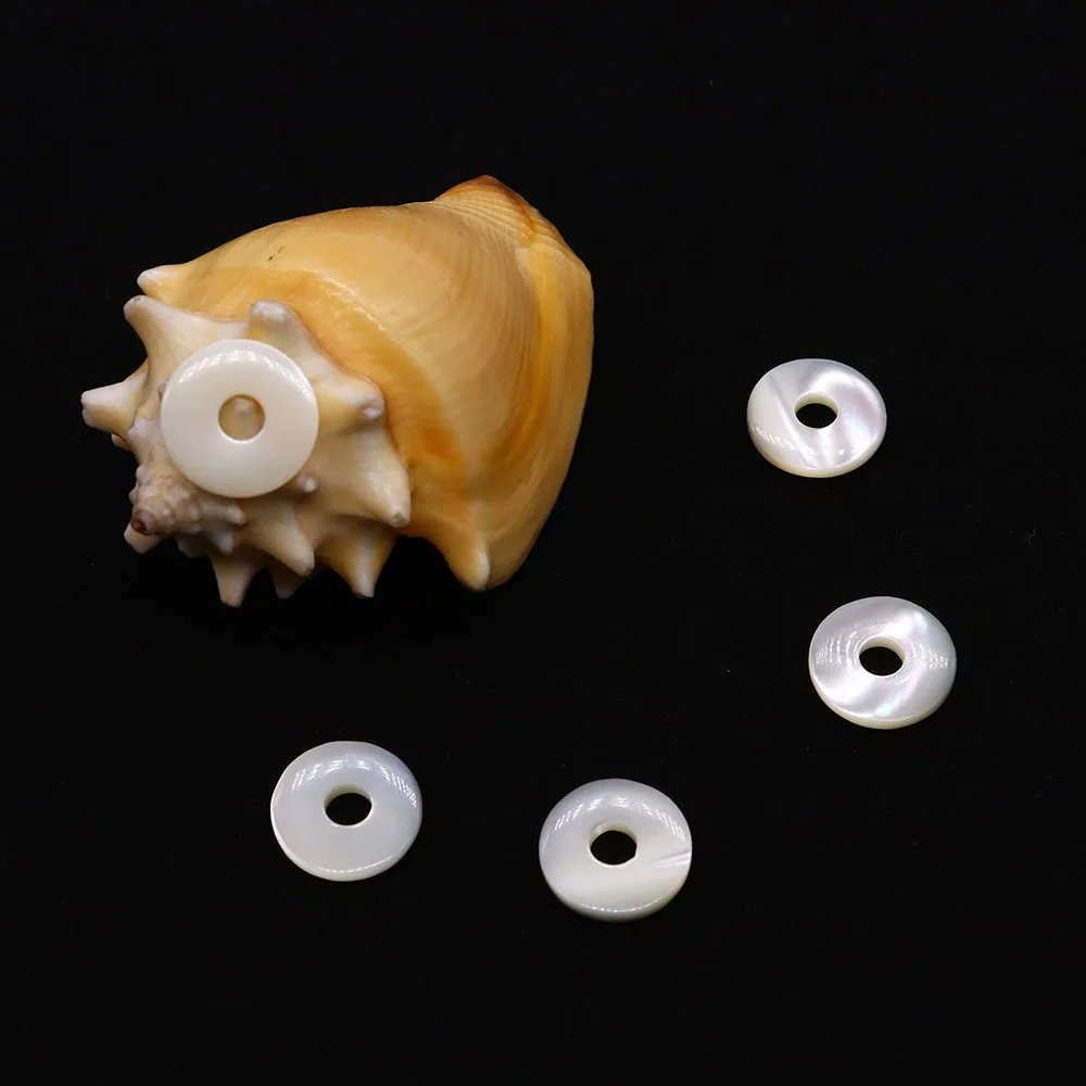 

5PCS White Natural Seawater Shell Large Hole Beads Pendant 14mm Jewelry Making DIY Necklace Earrings Accessories