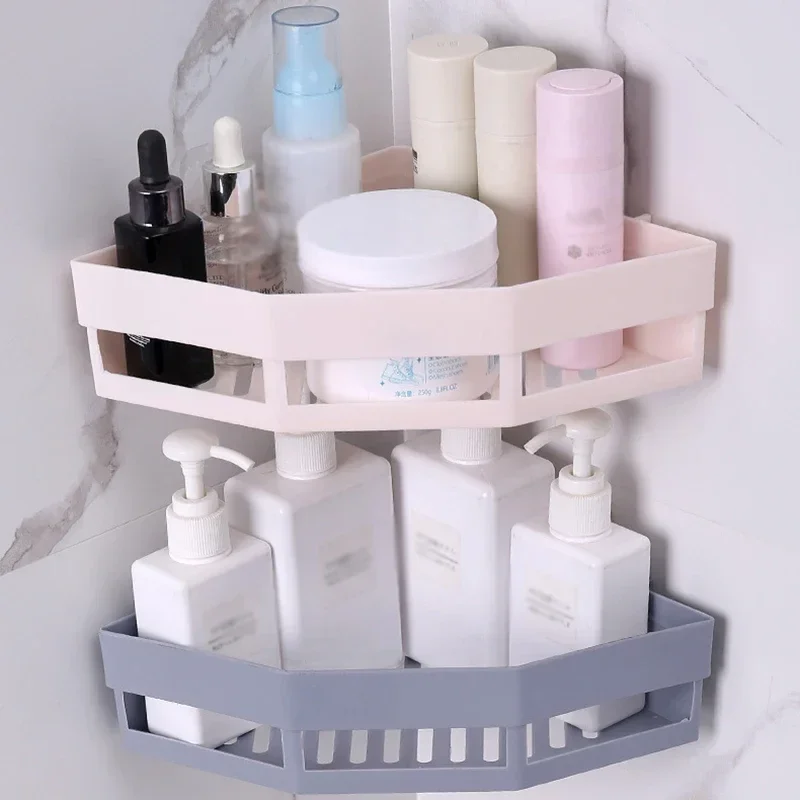 Bathroom Shelves No-drill Wall Mount Corner Shelf Shower Storage Rack Holder For Wc Shampoo Organizer Bathroom Accessories