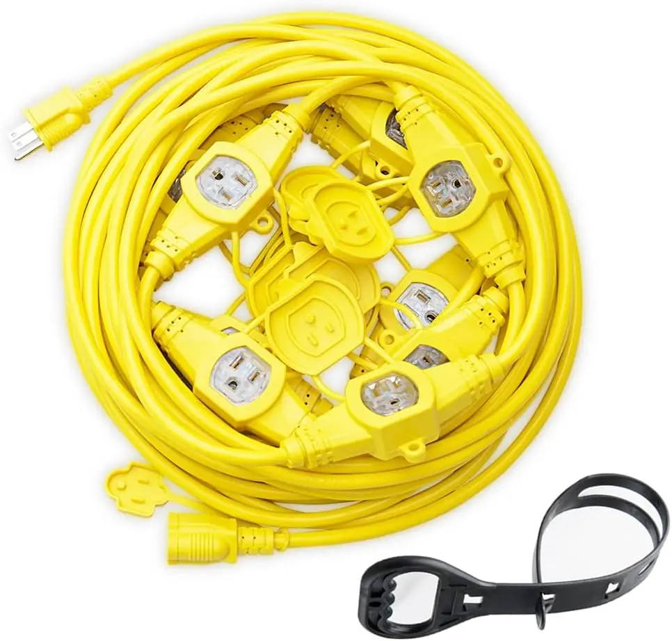 Gauge Cable Indoor/Outdoor Extension Cord,Multiple Evenly-Spaced Plug Eleven Outlet,Cord Sp-Litter,Ideal for Landscaping Light