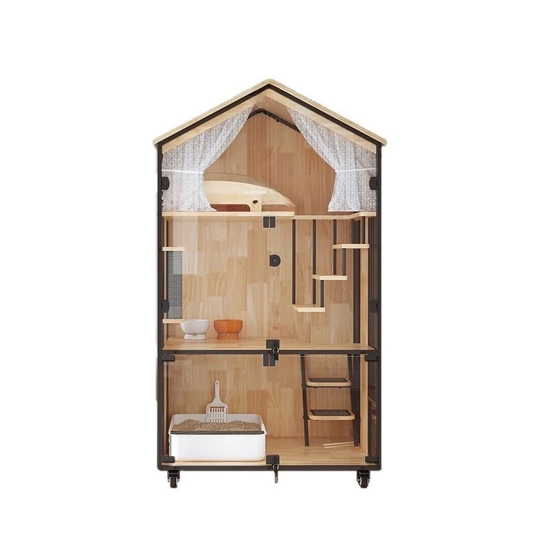 Cat cage villa high-end solid wood luxury three-layer large household cat house cat house climbing frame