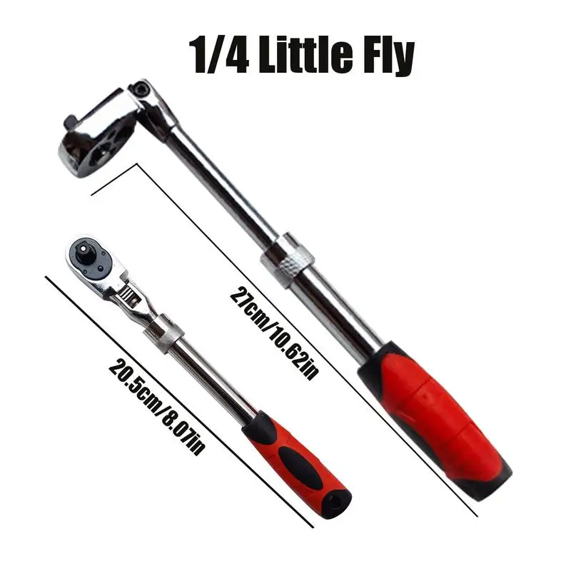 Long Handle Ratchet Two-way Extendable Ratchet Socket Wrench 1/2 3/8 1/4 Movable Head Combination Wrench For Automobile Repair