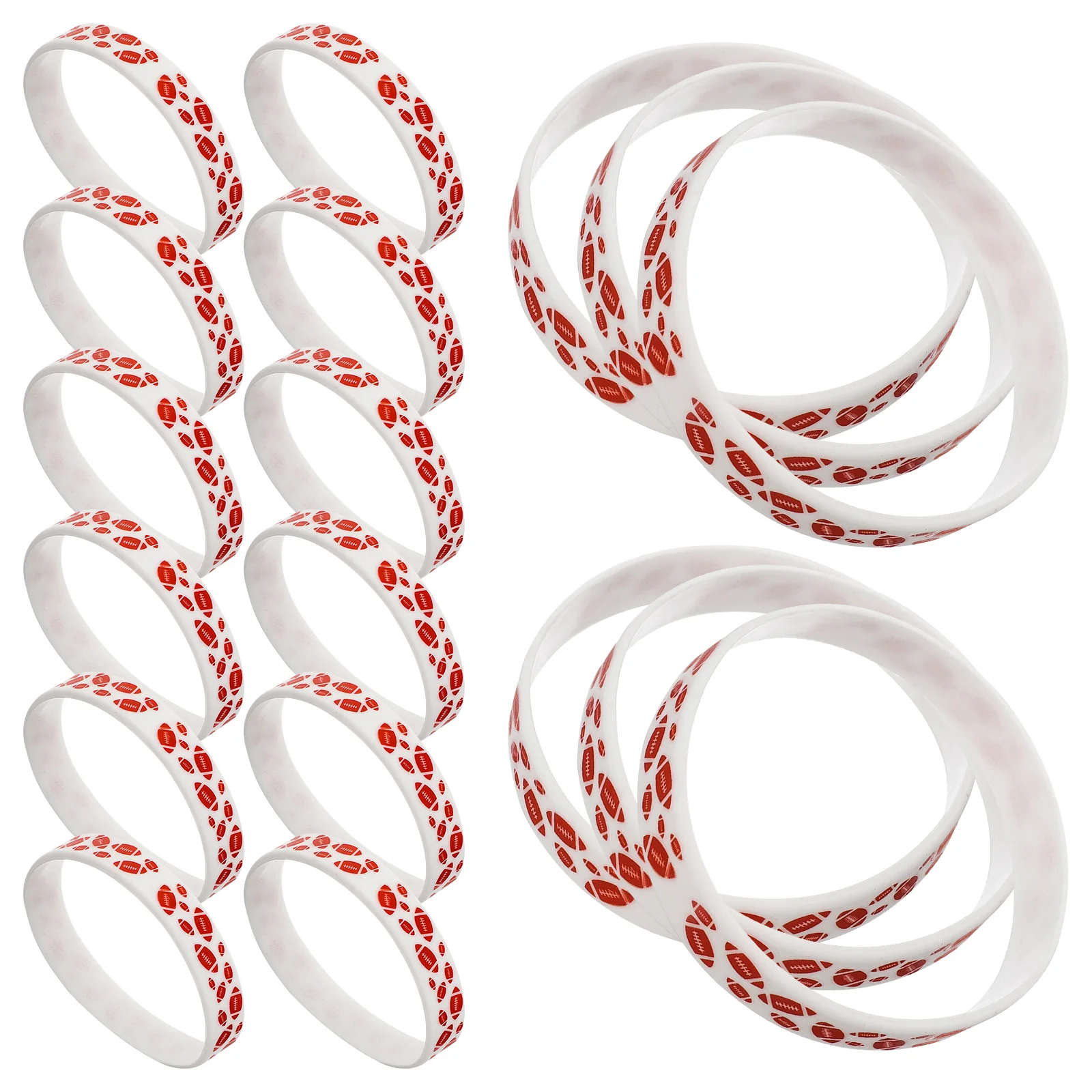 

20Pcs Rugby Wristband Minimalist Rubber Bracelet for Fans Wear-Resistant Sports Accessory Gift for Kids Boys Girls Party