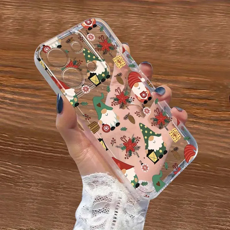 

Christmas style pattern Phone Case For Xiaomi Redmi Note 8 8T 9 9T 11E 12 13 14 Pro Plus Turbo 5G Fashion TPU Transparent