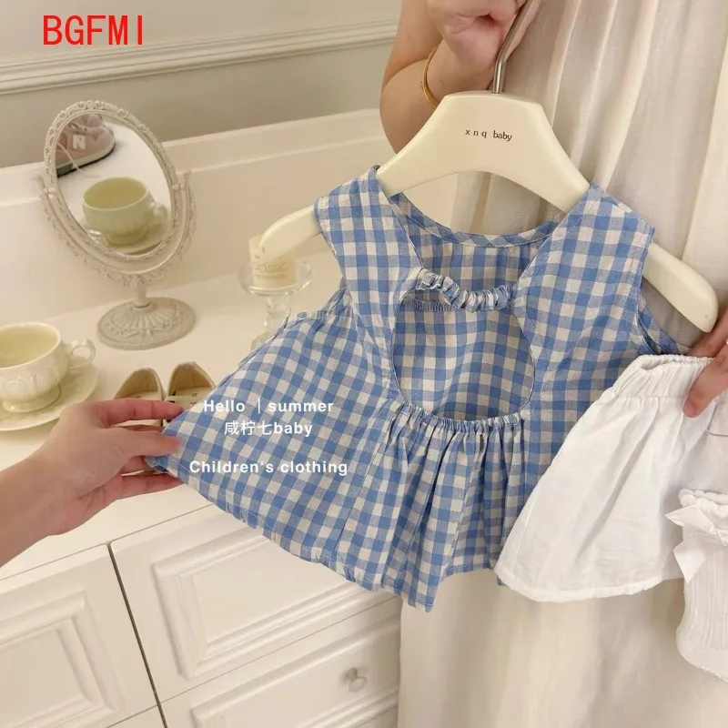 Girls' suit Children's clothing New summer shorts Two-piece set Baby vest Children's foreign style sleeveless suit 3