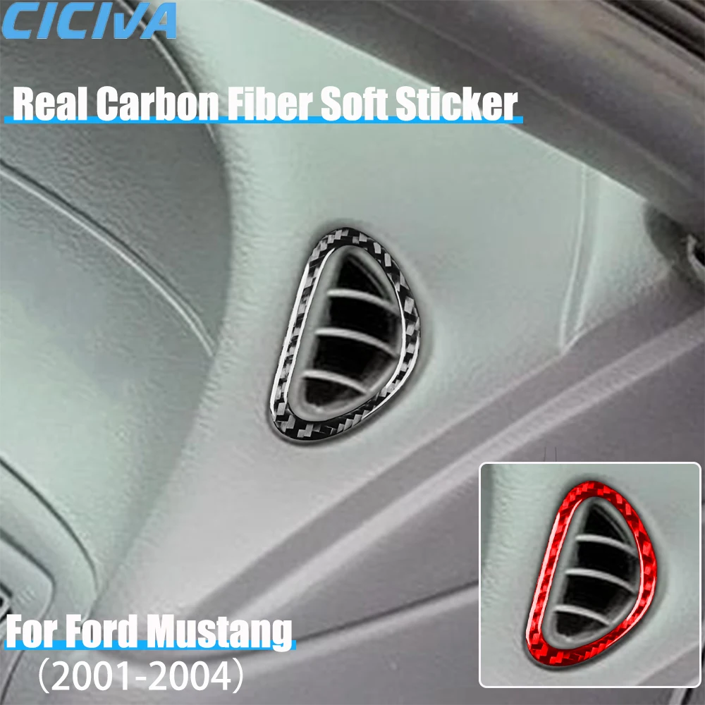 

Real Carbon Fiber Car Accessories Dashboard Side Air Vent Trim Cover Soft Sticker For Ford Mustang 4th Gen 2001 2002 2003 2004