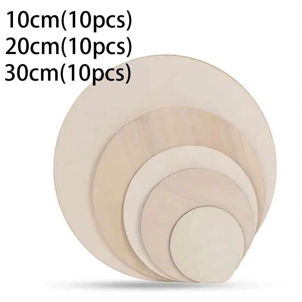 10pcs Round Wood Pieces 10-20cm Blank Plaques for DIY Craft Pyrography Scrapbooking Building Model Projects view 6