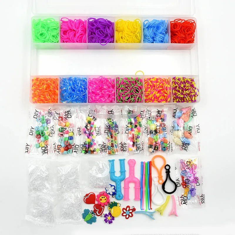 

Diy Knitted Bracelet Set Kids Grid Loom Kit Rubber Weaving Band Hand Knitting Device Braided Hand Rope Creativity Toys Gift