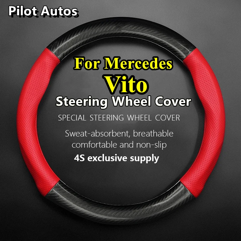 For Mercedes Benz Vito Car Steering Wheel Cover Genuine Leather Carbon Fiber Women Man Summer Winter