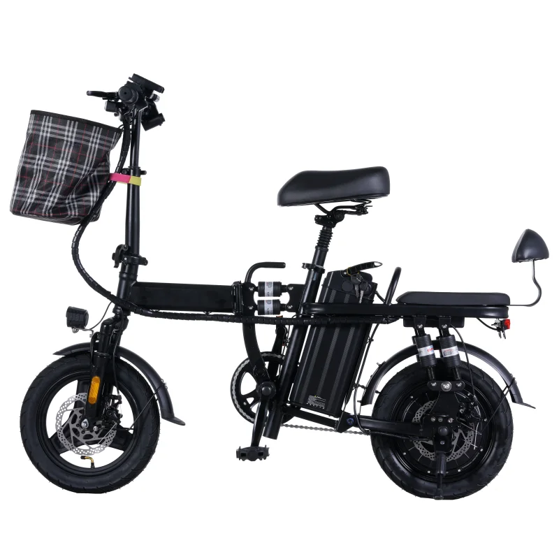 

US Stock Lightweight Parent Child Electric Bicycle Foldable 2 Seats 500W 48V Adult Electric Bike Folding Mini Removable Battery