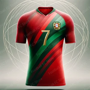 Áo bóng đá cho người lớn và trẻ em, Ronaldo 7, đồng phục đào tạo, số 4, 2022, đến mới, mùa hè 6 Áo sơ mi bán hàng chính của Bồ Đào Nha - №4