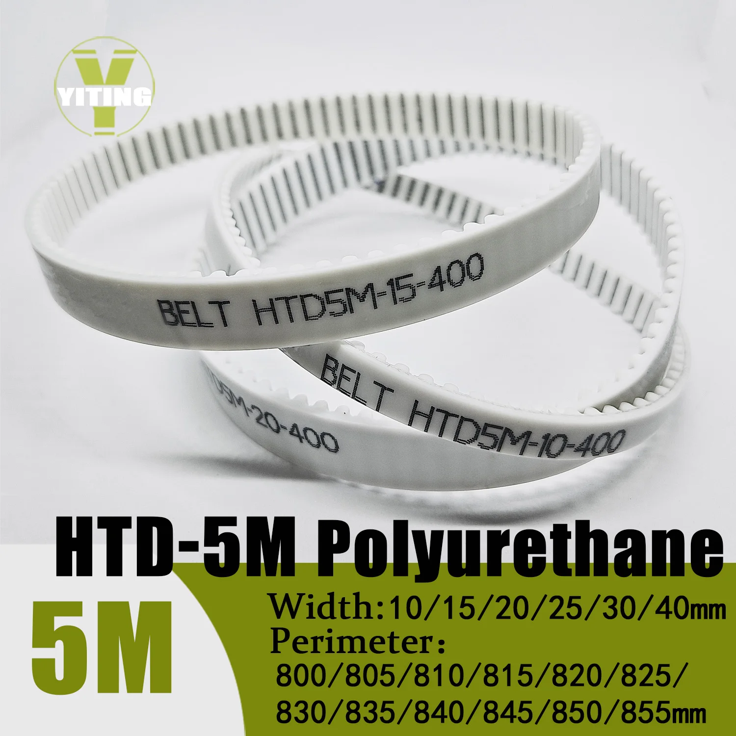 

5M HTD Polyurethane Steel Wire Connecting Belt Length 800/805/810/815/820/825/830/835/840/845/850/855mm Width10/15/20/25/30/40mm