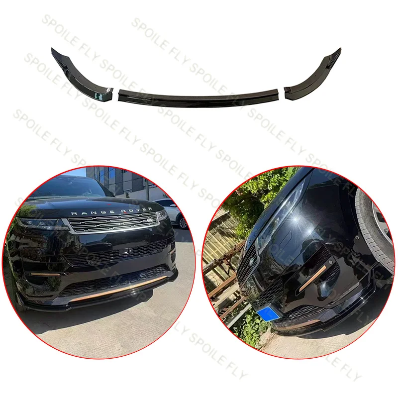 

For Land Rover Range Rover Sport 2023 2024 2025 2026 High Quality ABS 3/Pcs Car Front Lip Bumper Spoiler Body Kit Glossy Black