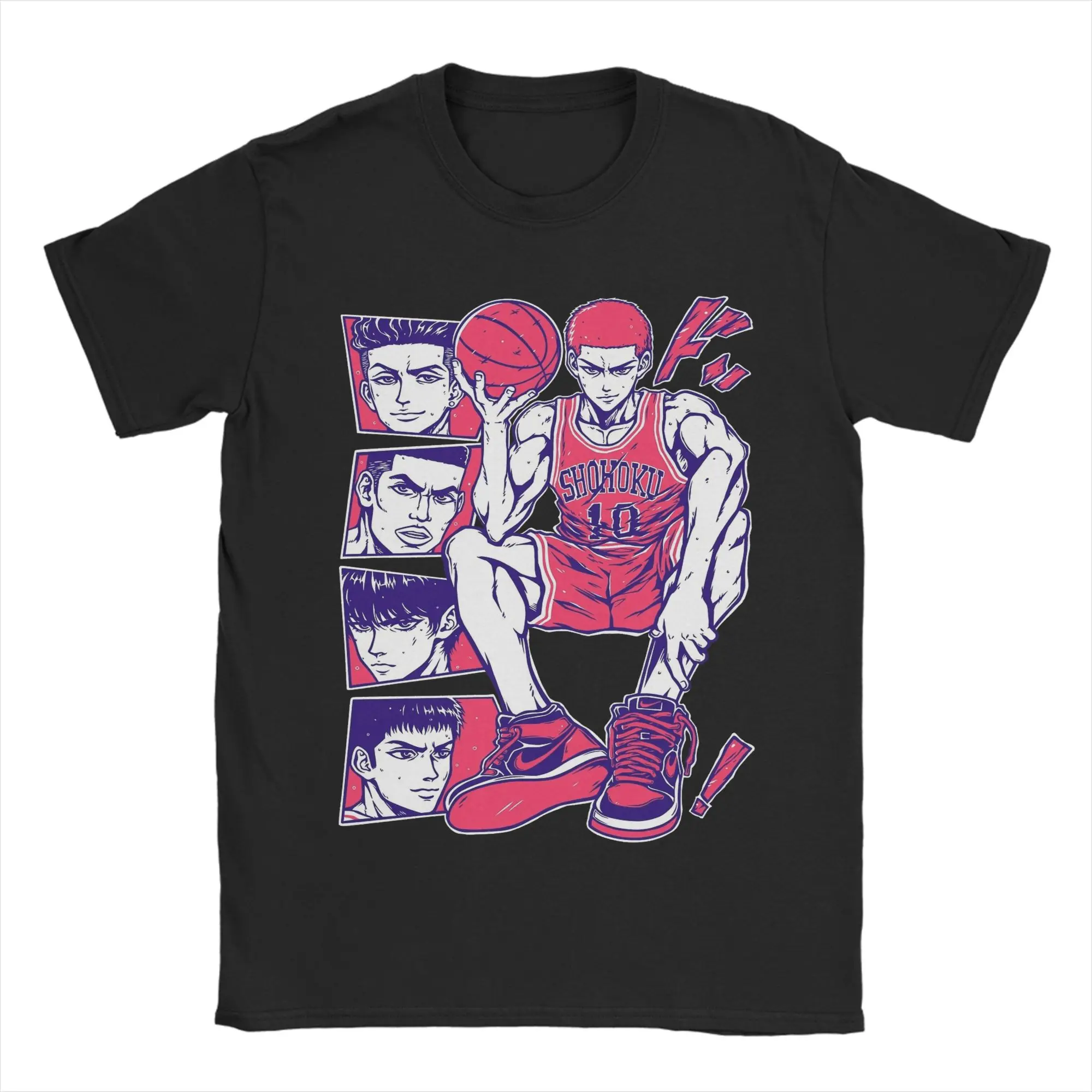 Vintage Team Shohoku in The First Slams Dunks T-Shirt Men Crew Neck Pure Cotton T Shirt  Short Sleeve Tees 4XL 5XL 6XL Tops