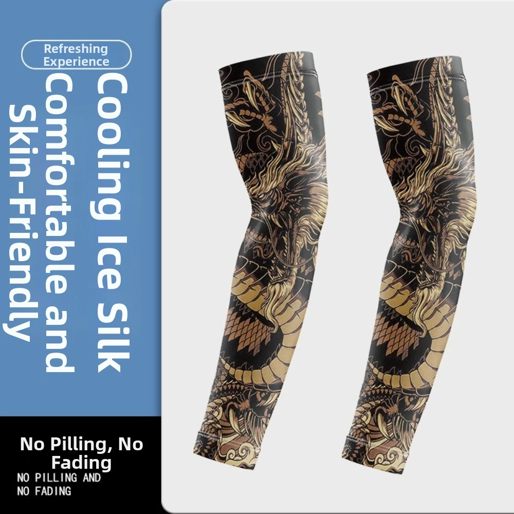 

New Ice Fabric Flower Arm Sleeves Breathable Quick Dry Tattoo Arm Sleeves UV400 Sun Protection Camping Moto Sleeve Summer
