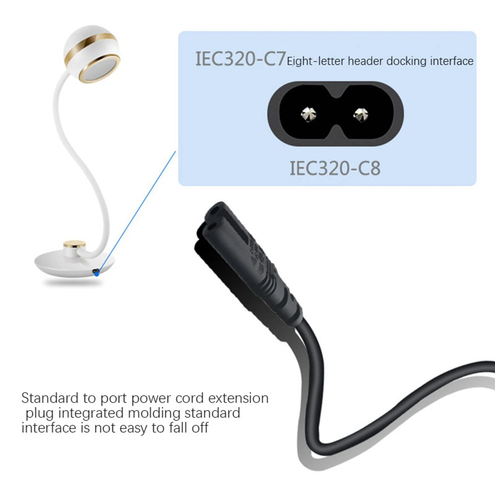 Delicate Texture-2X IEC 3-Pin C14 Male To C7 Female Converter Adapter Cable For PDU UPS Kettle(2.0M)