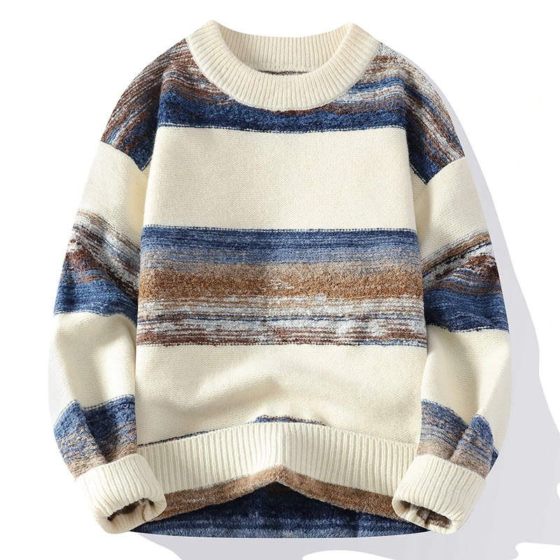 Men Women Autumn Winter Oil Painting Style Knitted Pullover Fashion Casual Sweater Thick Warm Cashmere High-quality Streetwear