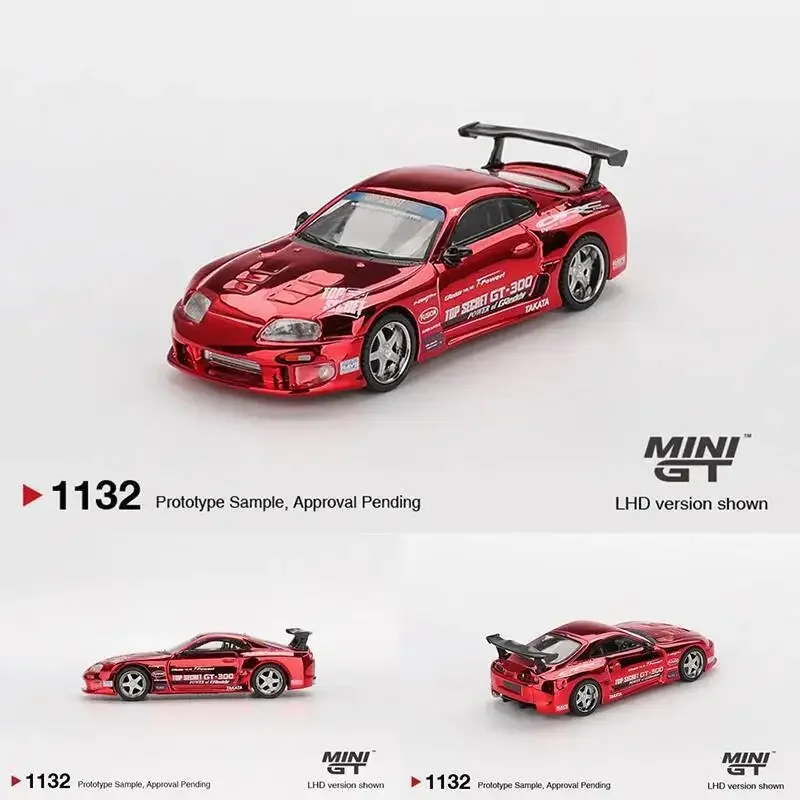 

Предпродажа MINIGT 1132 1:64 Toyota Top Secret Supra A80 GT300 Top Secret Red Chrome, литая под давлением модель автомобиля, коллекция игрушек