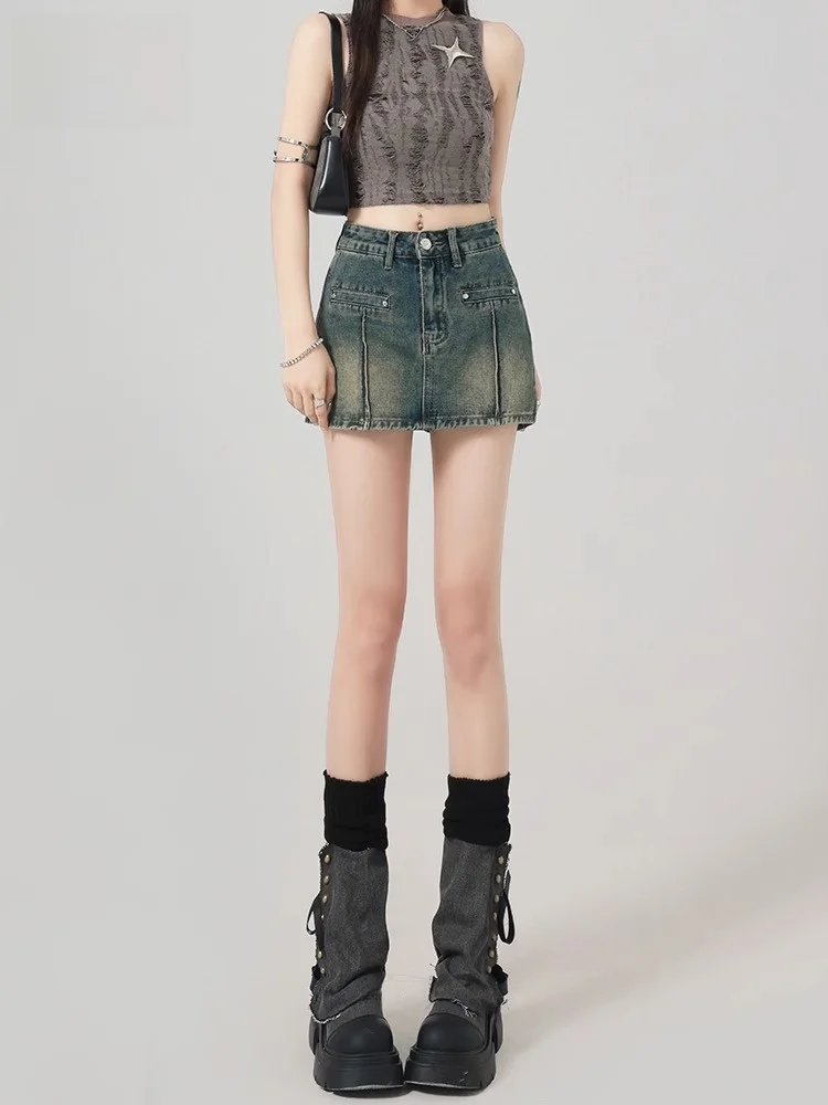 

High Waist Denim Skirt Women's Summer Thin A-Line Hip Covering Anti-Light Small Size Pants Skirt Sexy Short Shorts