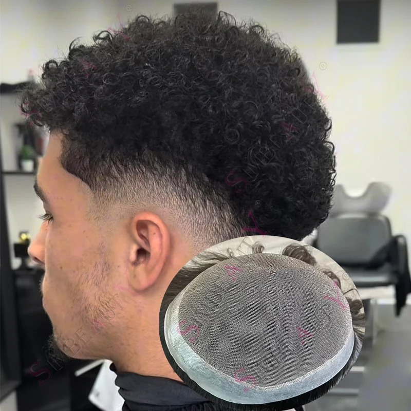 

Мужской капиллярный протез из натуральных волос, 8 мм, 120 мм, афро-кудрявый, с дышащим кружевом и полиуретаном, прочный, система турпэй для мужчин, производство Австралия