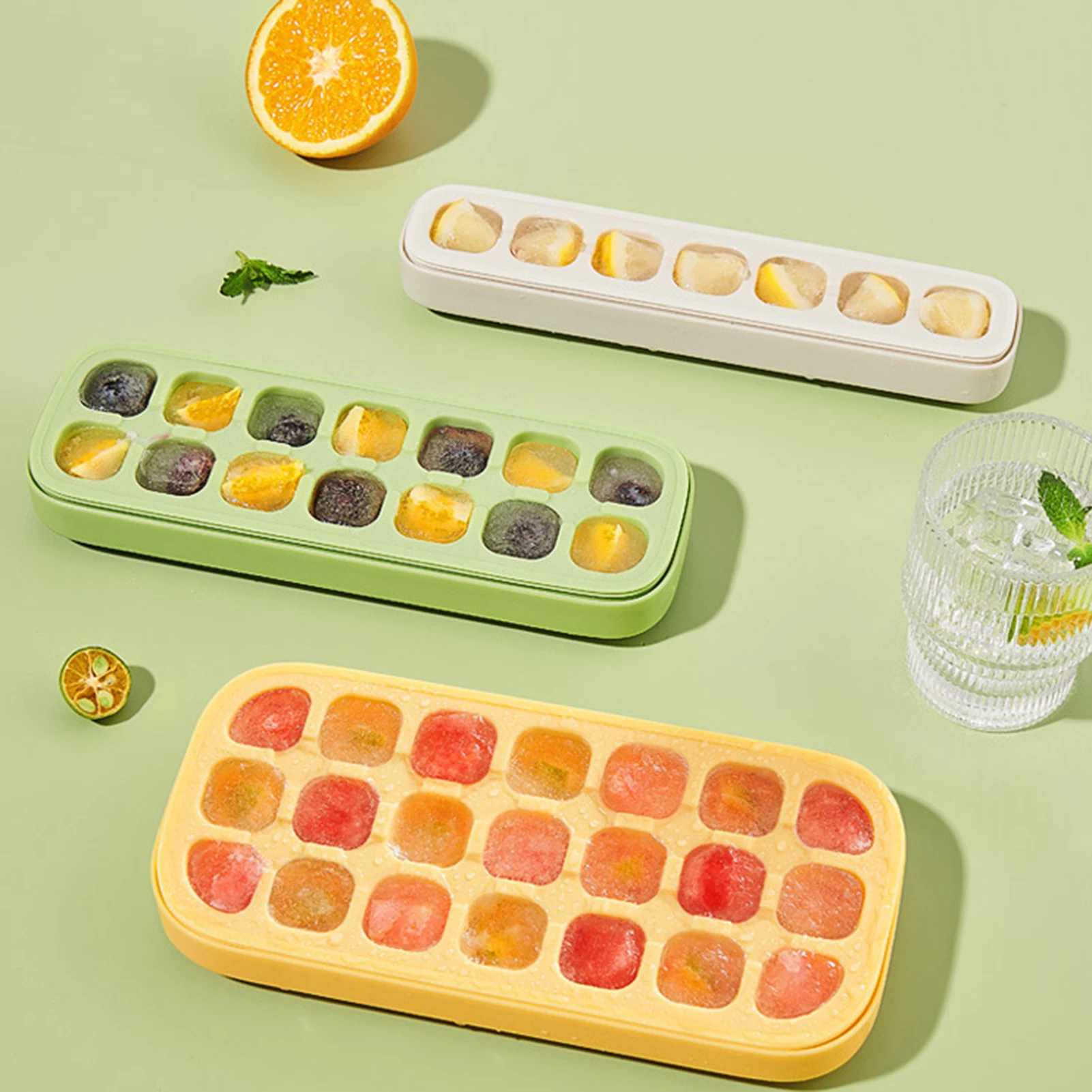 

Ice Ball Trays Stackable Spill Resistant Lid Ice-Making Stencils For Kitchen